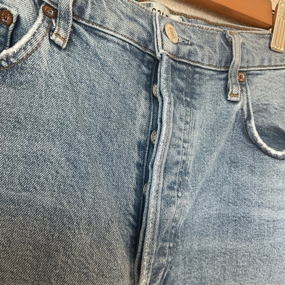 Agolde Riley Straight Leg Distressed Light Wash Jeans Size 30 - Picture 6 of 7